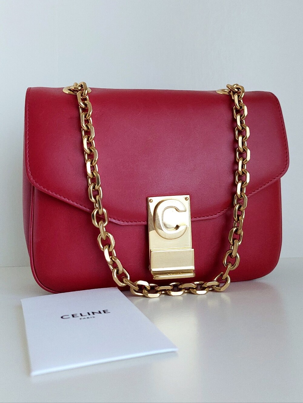 CELINE Red Small C Flap Bag